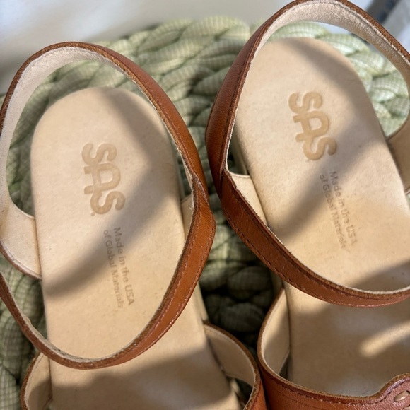 SAS Aztex Brown Leather Huarache Ankle Strap Flat Comfort Sandals WIDE - Picture 9 of 11